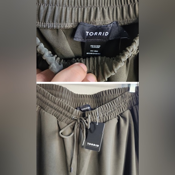 *SOLD* Torrid Olive Green Pull On Long Fancy Jogger Pants size 1 …14/16 pockets - Picture 2 of 3